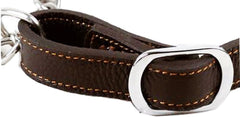 Leather Dog Martingale Choke Collar, Brown, Large