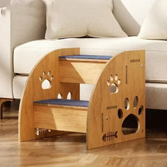 Pet Stairs for Bed Dog Steps Pet Stairs Dog Ramp High Bed Climbing Dog Bed Steps Non-Slip Wooden Dog Stairs For