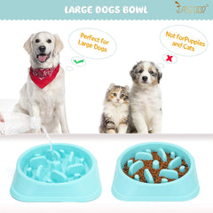 Slow Feeder Large Dog Bowls Slow Eating Pet Bowl Eco-Friendly Non-Toxic Preventing Choking Healthy Design Bowl for Large Dog Pet Stop Bloat Bowl(Blue)