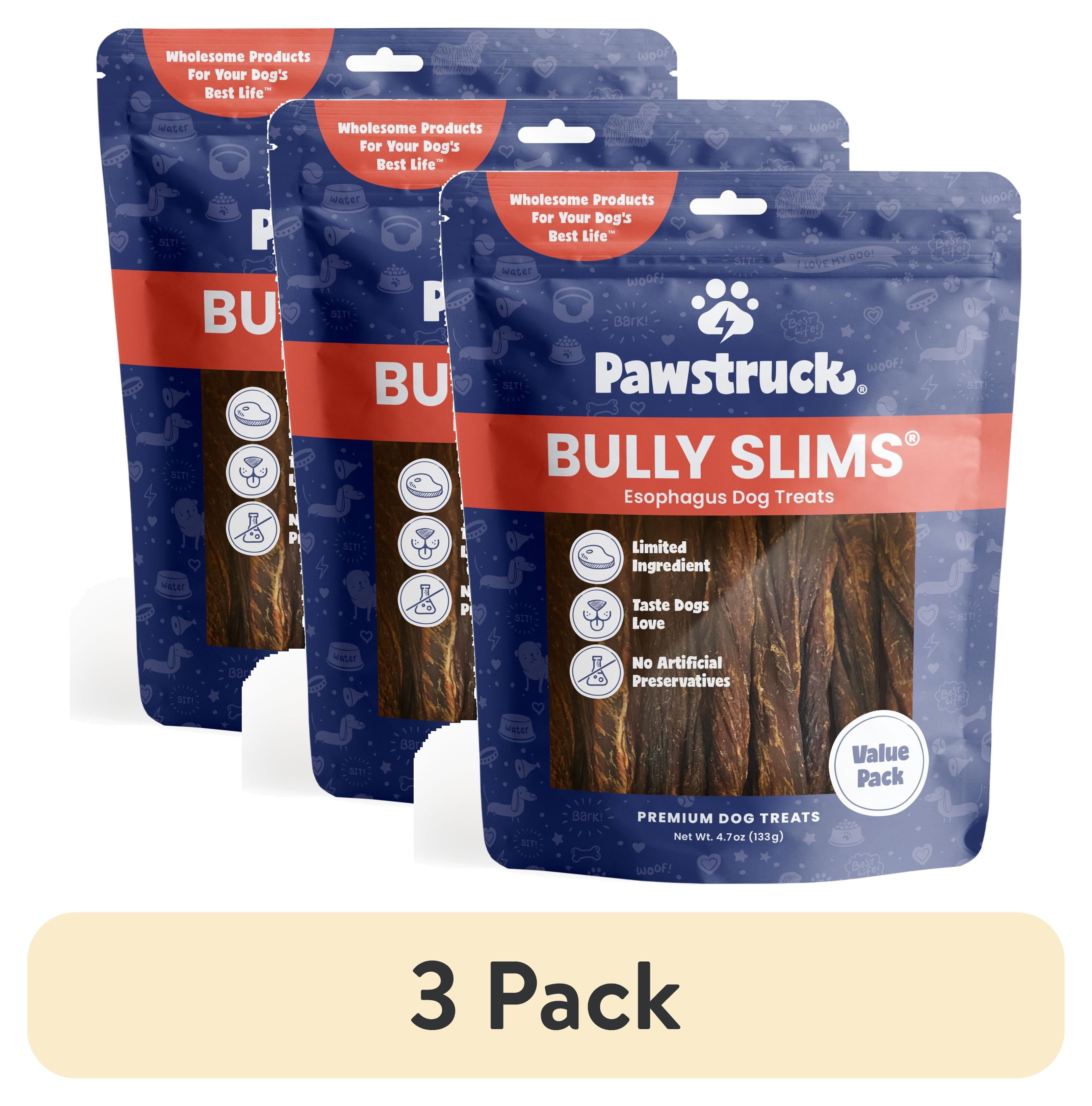 (3 Pack) Natural Beef Bully Slims Gullet Chew Sticks for Dogs