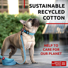 Recycled Cotton Dog Leash 10 Ft Blue Eco Friendly Collar for Medium Large Dogs