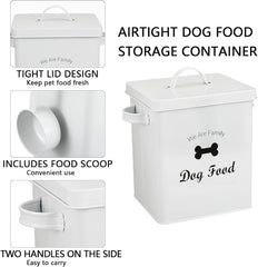 Pet Treat and Food Storage Tin with Lid - 5Lbs Capacity - Serving Scoop Included … -DOG