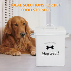 Pet Treat and Food Storage Tin with Lid - 5Lbs Capacity - Serving Scoop Included … -DOG