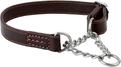 Leather Dog Martingale Choke Collar, Brown, Large