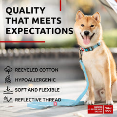 Blue Reflective Cotton Dog Collar Eco Friendly for Medium Dogs 1016 Inch Neck