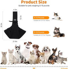 Dog Carrier Sling, Cat Sling Carrier, Small Dog Sling Carriers for 0-15 Lbs, Hands Free Puppy Carrier Sling, Crossbody Pet Carrier for Travel, Breathable Pad, Storage Pocket, Tote Design Cat Carrier