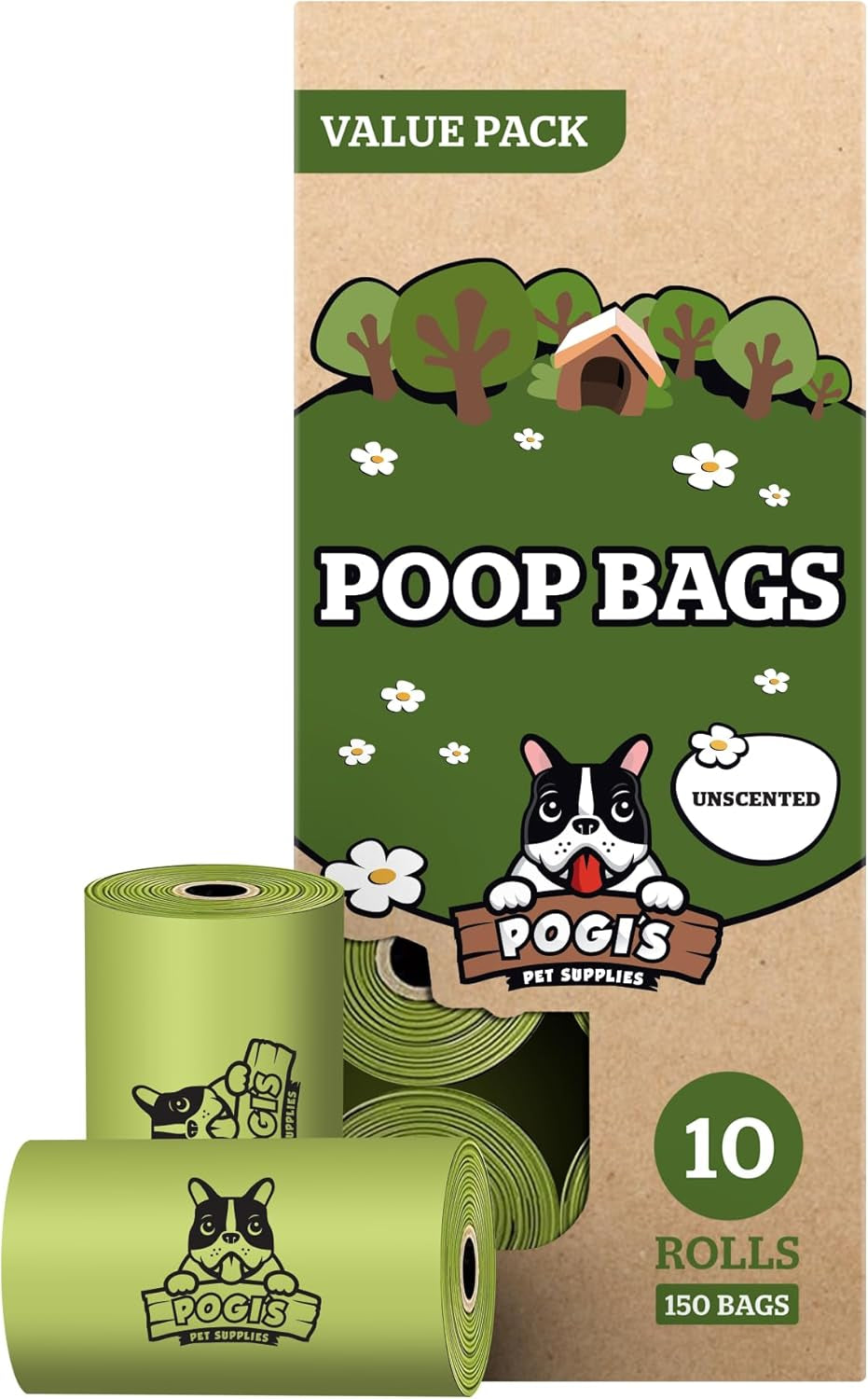 Pogi’S Dog Poop Bags – Leak-Proof & Extra Thick Pet Waste Bags (Unscented, 10 Rolls, 150-Count)