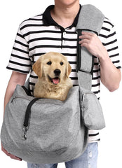 Pet Sling Carrier, Fits 15 to 25Lbs Extra-Large Dog/Cat Sling Carrier Reversible and Hands-Free Dog Bag with Adjustable Strap and Pocket Shoulder Pad for Outdoor Travel Hiking