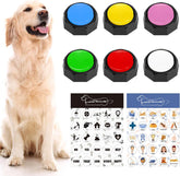 Set of 4 Dog Buttons, Dog Buttons for Communication, Dog Speaking Buttons, Recordable Buttons, Dog Touch Buttons, 25 Training Stickers, Teach Your Dog to Talk!