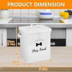 Pet Treat and Food Storage Tin with Lid - 5Lbs Capacity - Serving Scoop Included … -DOG