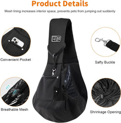 Dog Carrier Sling, Cat Sling Carrier, Small Dog Sling Carriers for 0-15 Lbs, Hands Free Puppy Carrier Sling, Crossbody Pet Carrier for Travel, Breathable Pad, Storage Pocket, Tote Design Cat Carrier