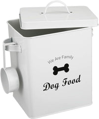 Pet Treat and Food Storage Tin with Lid - 5Lbs Capacity - Serving Scoop Included … -DOG