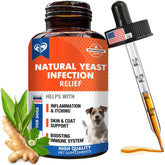 Natural Dog Yeast Infection anti Itch Treatment Itchy Ears Skin & Allergy Symptoms Relief Reduces Inflammation & Relieves Irritation Herbal Medicine Supplement Drops Made in USA