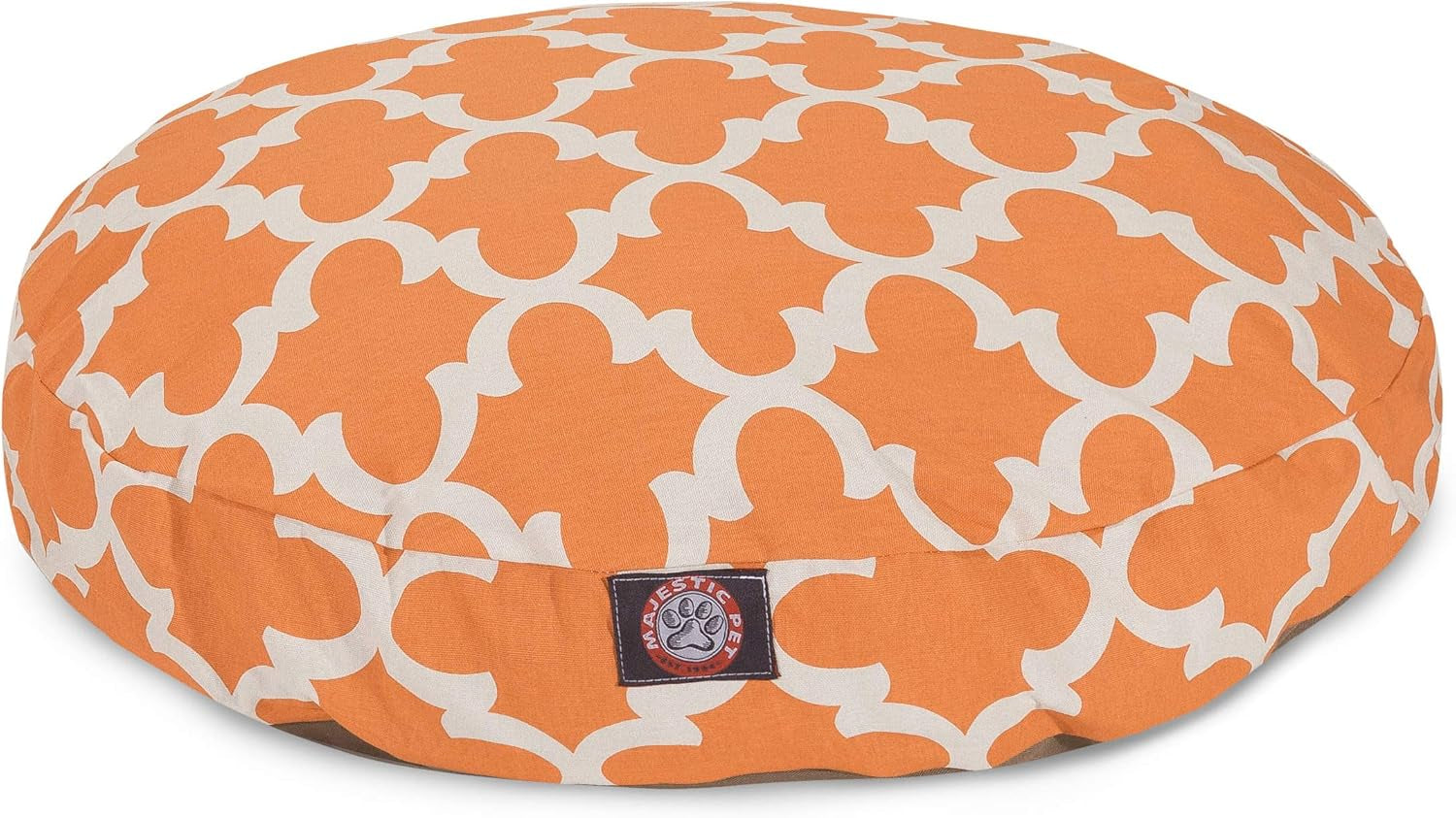 Peach Trellis Medium round Indoor Outdoor Pet Dog Bed with Removable Washable Cover by Products