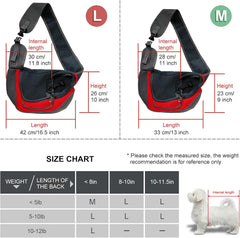 Pet Dog Sling Carrier, Breathable Mesh Adjustable Puppy Sling Carrier Hand Free for Small Dog Cat Rabbit, M, Red