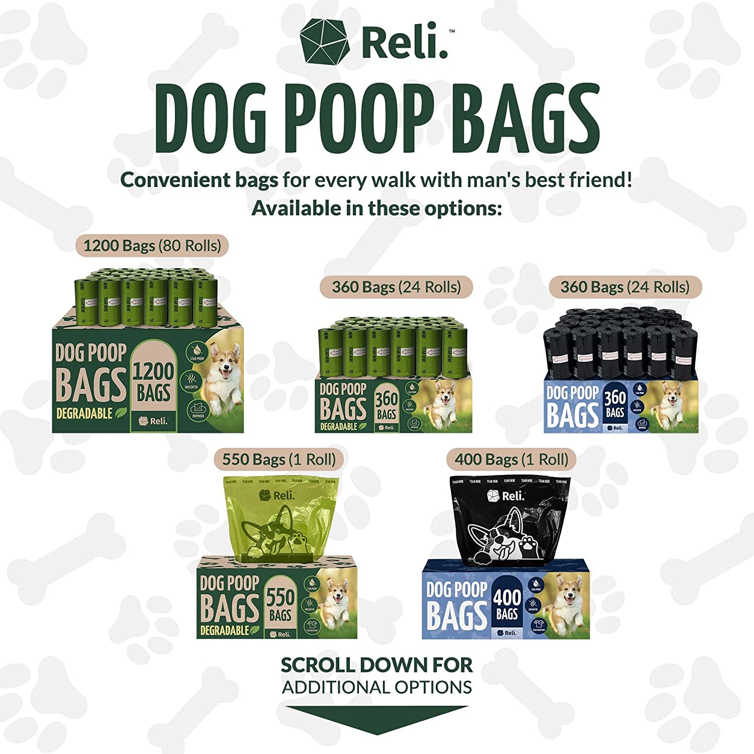 Biodegradable Dog Poop Bags with Holder, 1200 Bags, 9X13", Eco-Friendly