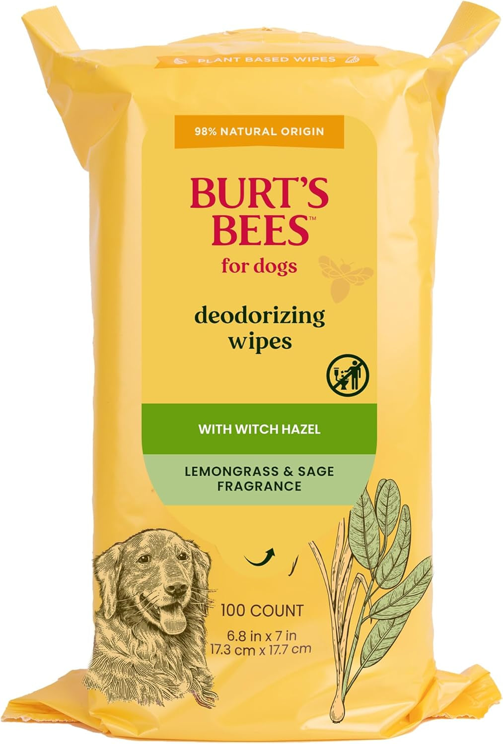 Multipurpose Dog Wipes with Honey, 98% Natural Origin Formulas, Hypoallergenic Dogs Wipe, Canine Cleaning Sheets for Paws and Butt, 3 Pk, 50Ct