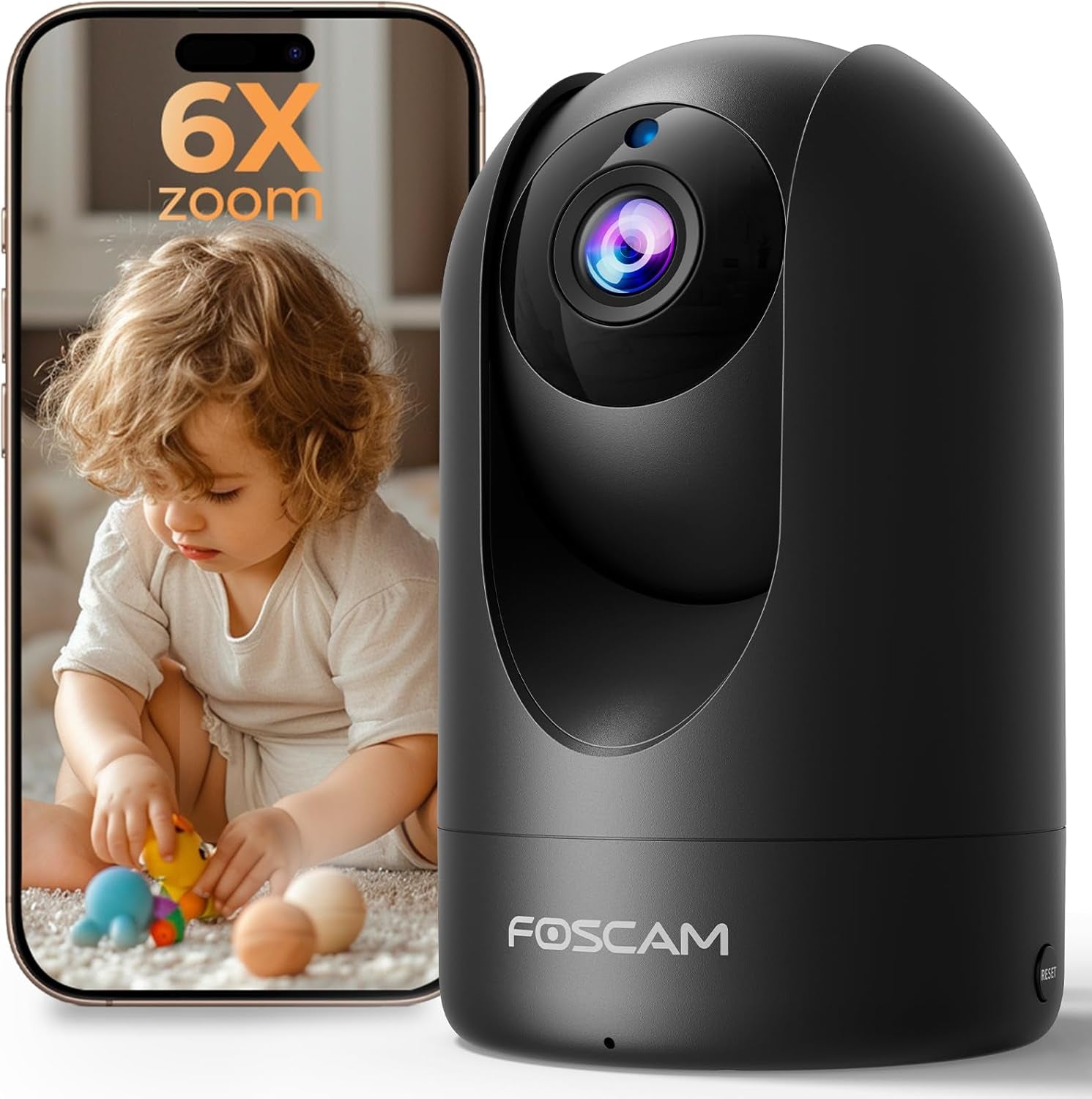 Home Security Camera R4S 4MP Wifi IP Camera,Wireless Baby Monitor with AI Human Detection Sound Detection 33Ft Night Vision 2 Way Audio Camera Compatible with Alexa Black
