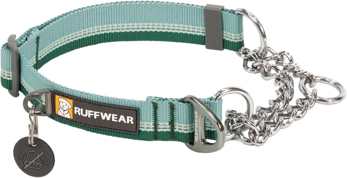 , Chain Reaction Dog Collar, Adjustable Reflective Martingale Escape-Proof Collar with Stainless Steel Chain, Professional Training Control, Basalt Gray, 20"-26"