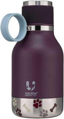 Buddy Bottle a Stainless Steel Insulated Water Bottle for with Removable Dog Water Bowl and Dog Food and Treat Storage Bowl (Burgundy, 37 Oz Water Bottle with Bowl)