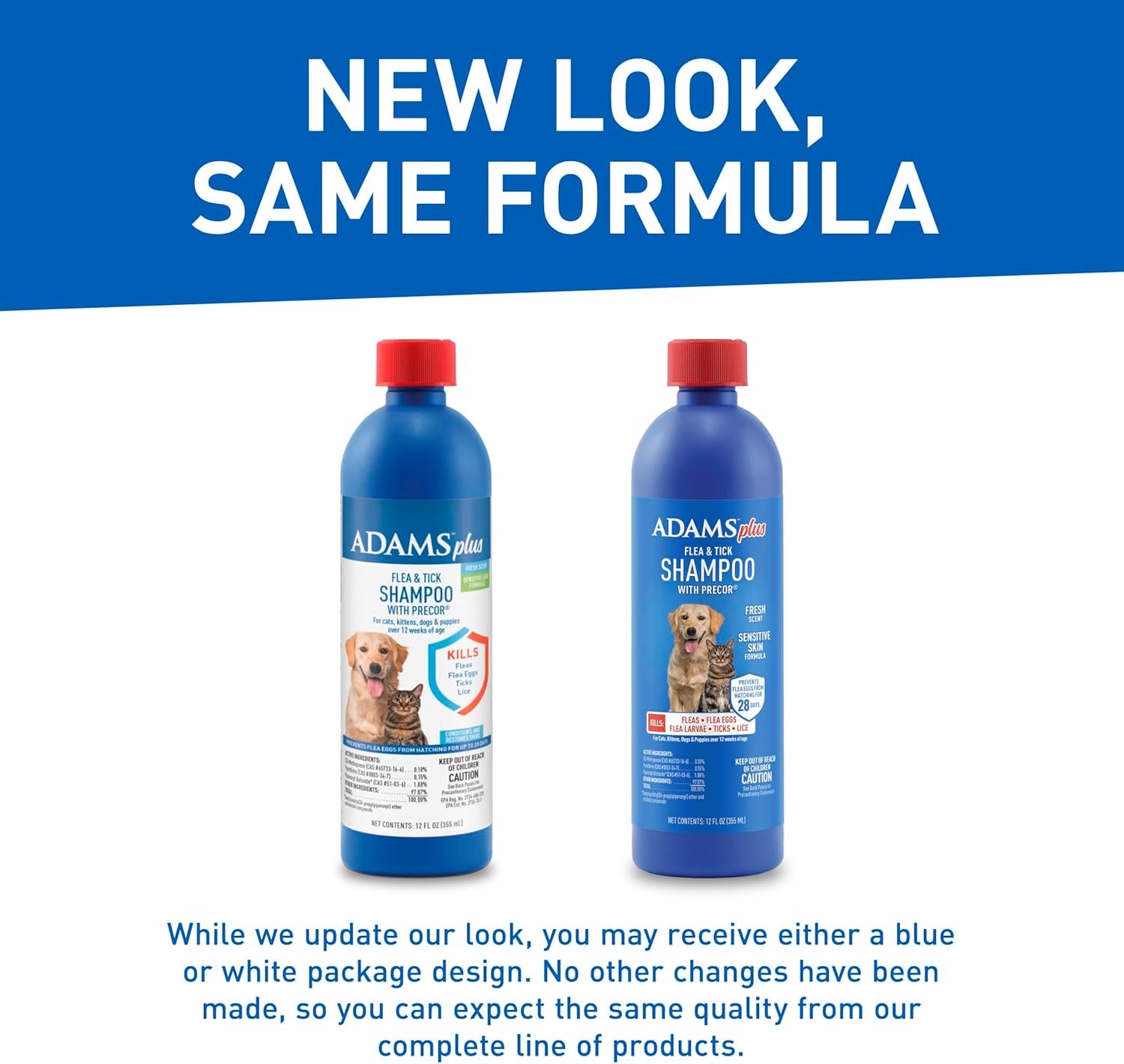 Adams plus Flea & Tick Shampoo with Precor for Cats, Kittens, Dogs & Puppies over 12 Weeks of Age Sensitive Skin Flea Treatment | Kills Adult Fleas, Flea Eggs, Ticks, and Lice| 12 Ounces