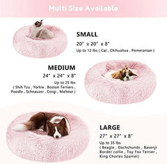 Western Home Faux Fur Dog Bed & Cat Bed, Original Calming Dog Bed for Small Medium Large Pets, anti Anxiety Donut Cuddler round Warm Washable Cat Bed for Indoor Cats(20", Pink)