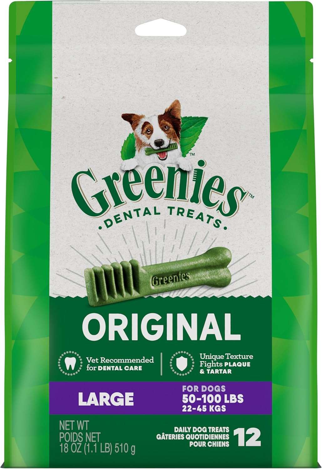 Original Large Dental Dog Treats, 6 Oz. Pack (4 Treats)