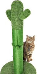 34" Cactus Cat Scratching Post with Dangling Ball for Cats Large Version Green