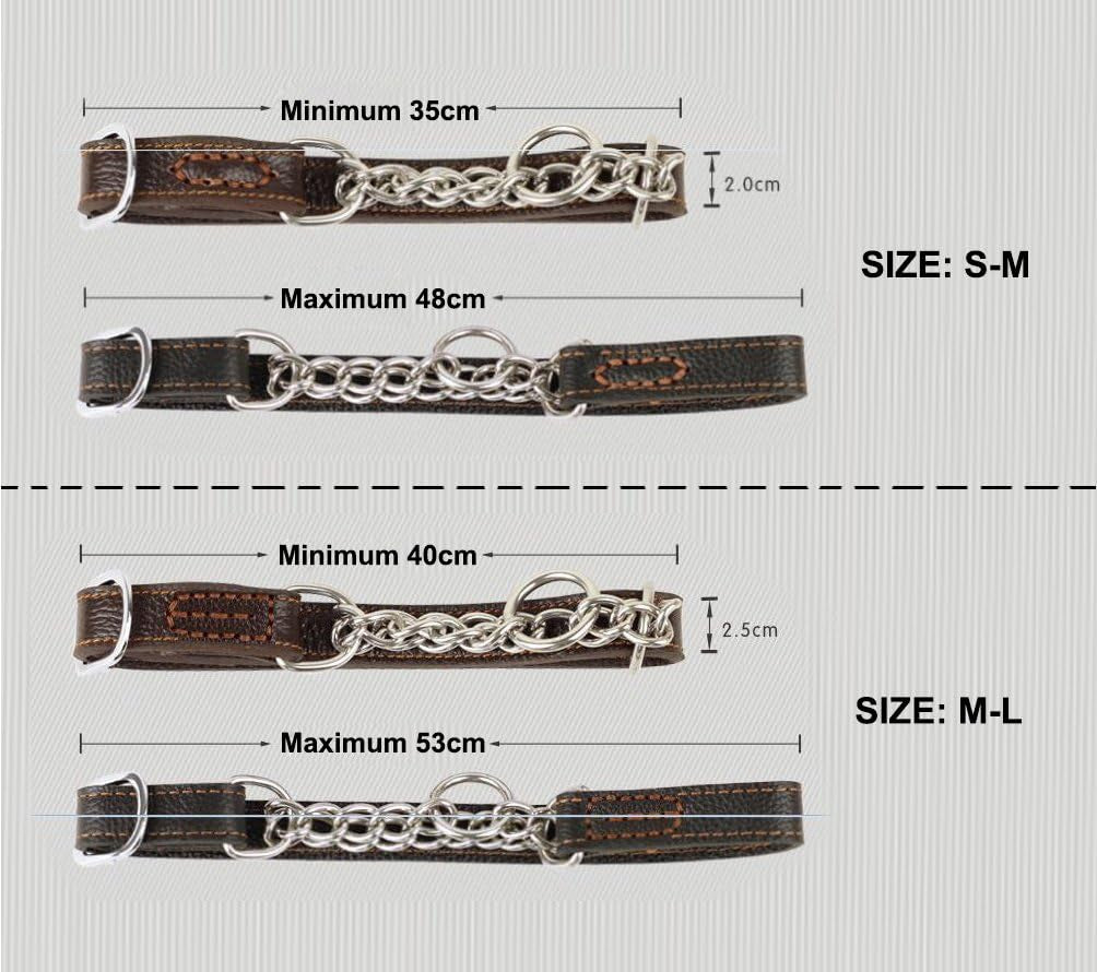 Leather Dog Martingale Choke Collar, Brown, Large