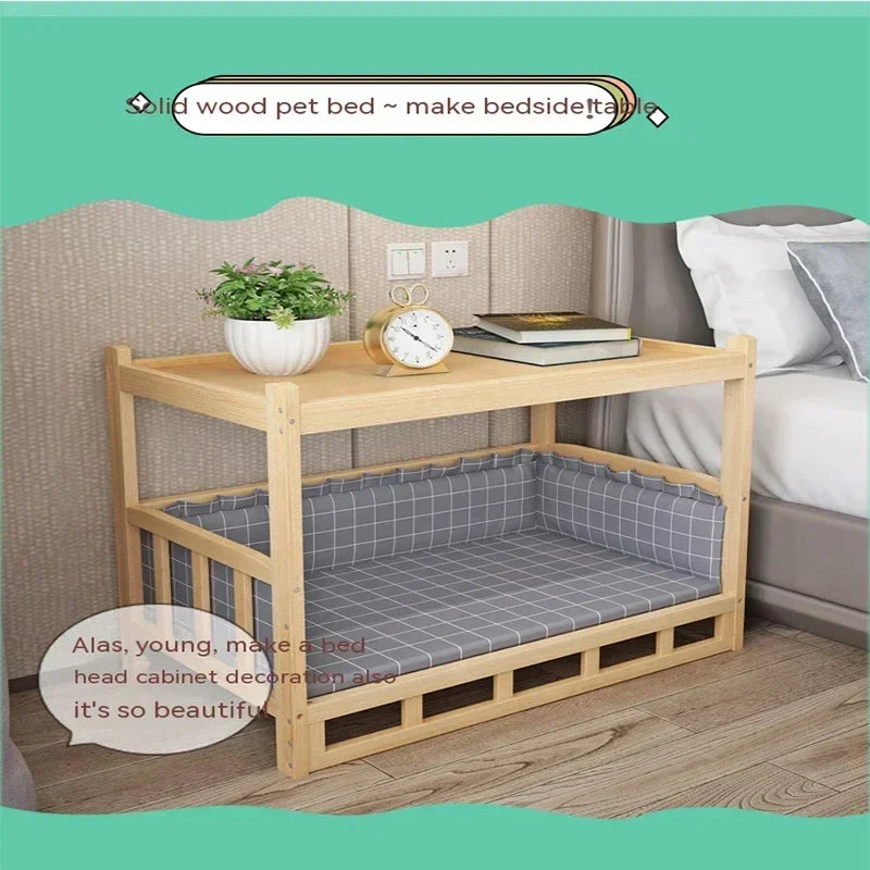 Solid Wood Material Dog Kennel Dog Bed Smooth Polished Teddy Dog Kennel Golden Retriever Detachable Pet Bed Solid Wood Cat Kenne (Copy)