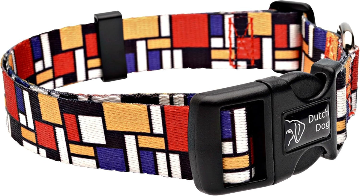 Eco Friendly Mondrian Dog Collar, 10-15-Inch, Small