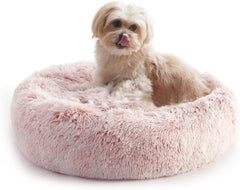 Western Home Faux Fur Dog Bed & Cat Bed, Original Calming Dog Bed for Small Medium Large Pets, anti Anxiety Donut Cuddler round Warm Washable Cat Bed for Indoor Cats(20", Pink)