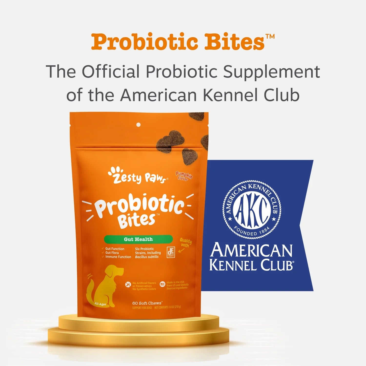 (3 Pack)  Probiotic Bites for Dogs, Pumpkin Flavor, 60 Count