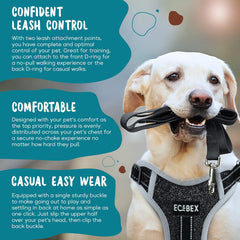 Eco-Adventurer Dog Harness, Eco-Friendly, No-Pull and No-Escape Design, Adjustable, Durable and Comfortable, Front Clip for Training, Made from Recycled Plastic, Blue, Small