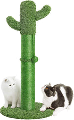 34" Cactus Cat Scratching Post with Dangling Ball for Cats Large Version Green