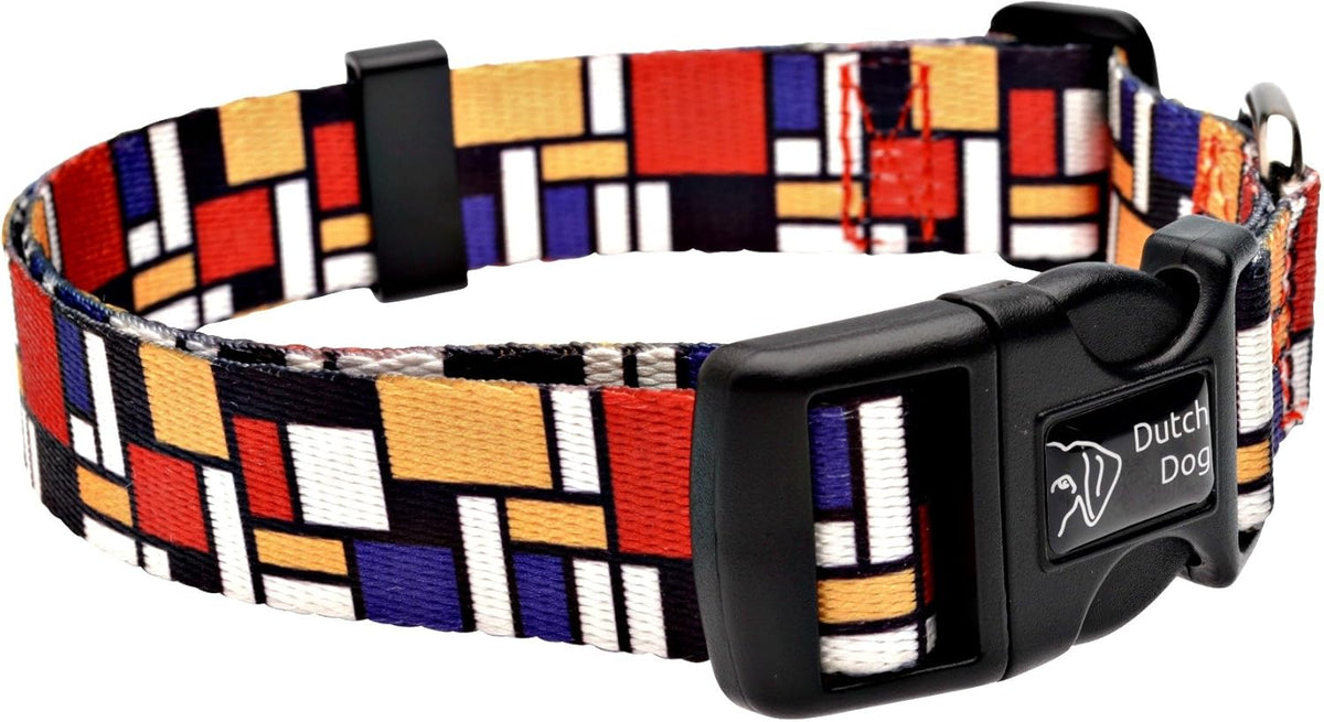 Eco Friendly Mondrian Dog Collar, 10-15-Inch, Small
