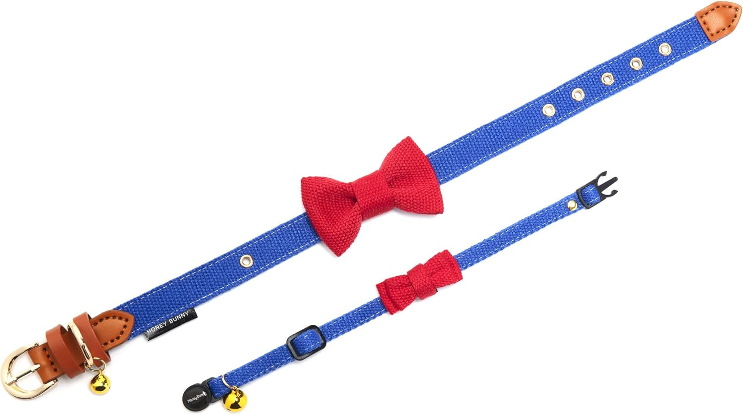 Soft & Comfy Cute Adjustable Leather Dog Collar and Cat Collar with Pink Bow Tie for Small Medium Dog and Cat