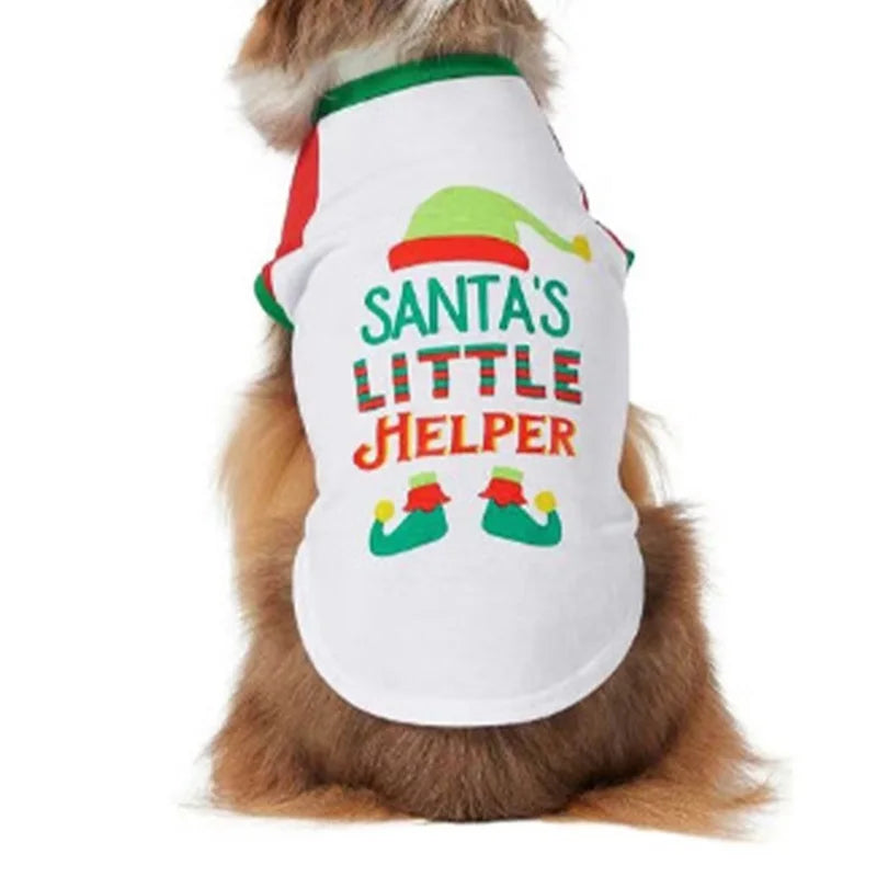 Christmas Pet Costume Letter Graphic Pets Sleeveless Vest Soft round Neck Dog T-Shirt Cat Dog Clothes for Festival Party