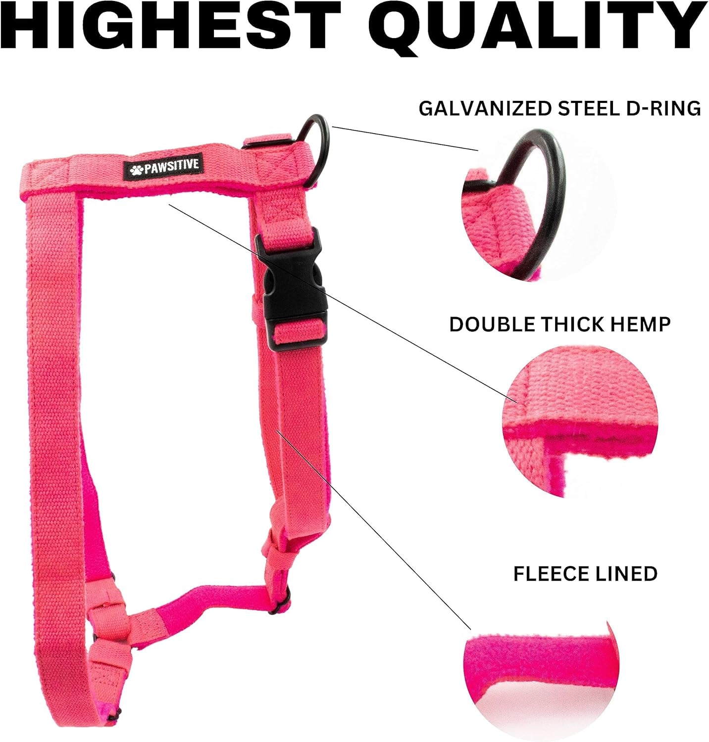 Pawsitive Dog Harness for Small, Medium, and Large Dogs. Puppy Harness for Dogs. Made from Soft Hypoallergenic Organic Hemp. (Small, Blue)