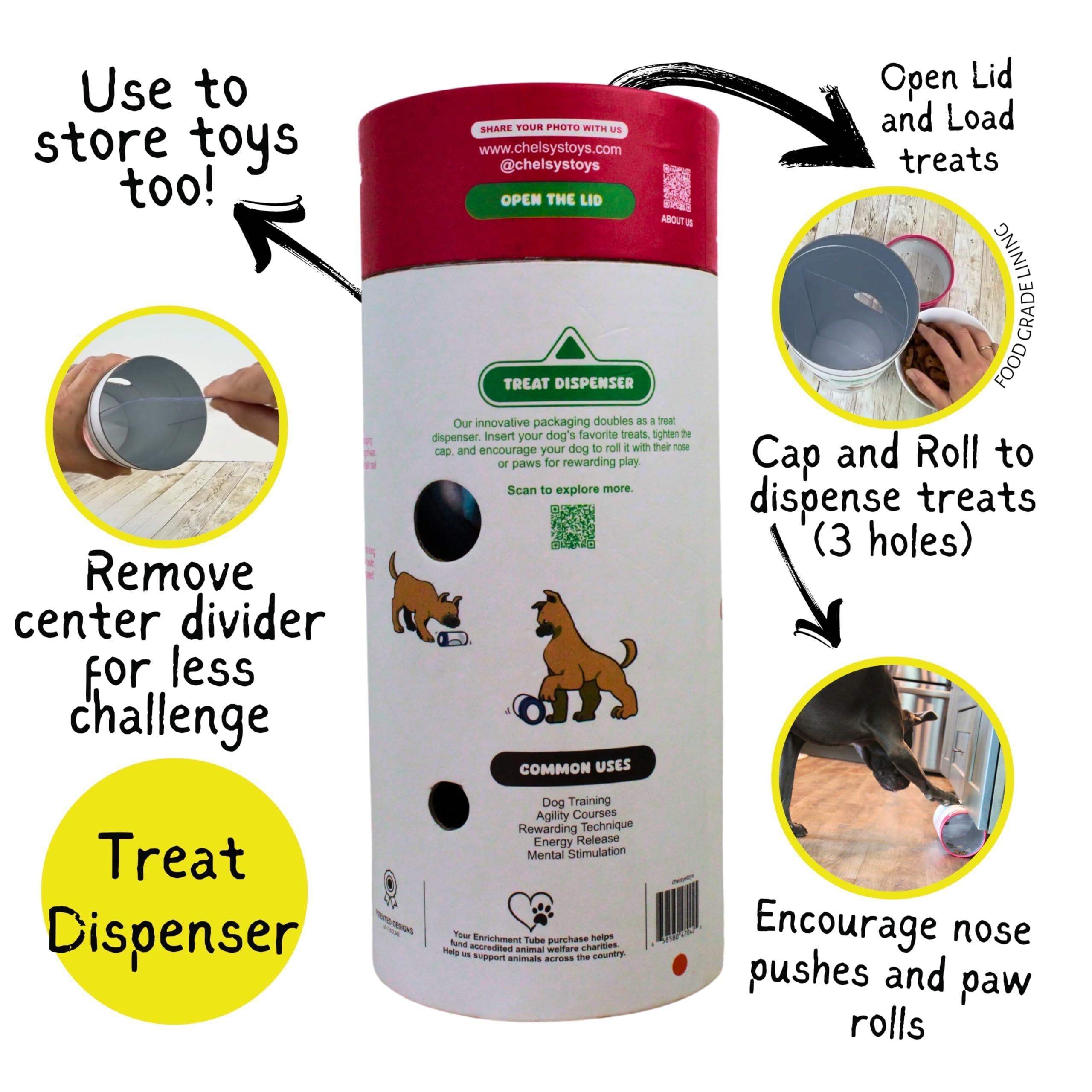 Chelsy'S Toys 3 in 1 Enrichment Tube for Dogs Tug Toy Treat Dispenser & Snuffle Ball Durable Rope Dog Toy Interactive Dog Treat Puzzle for Large Dogs & Puppies (Blue)