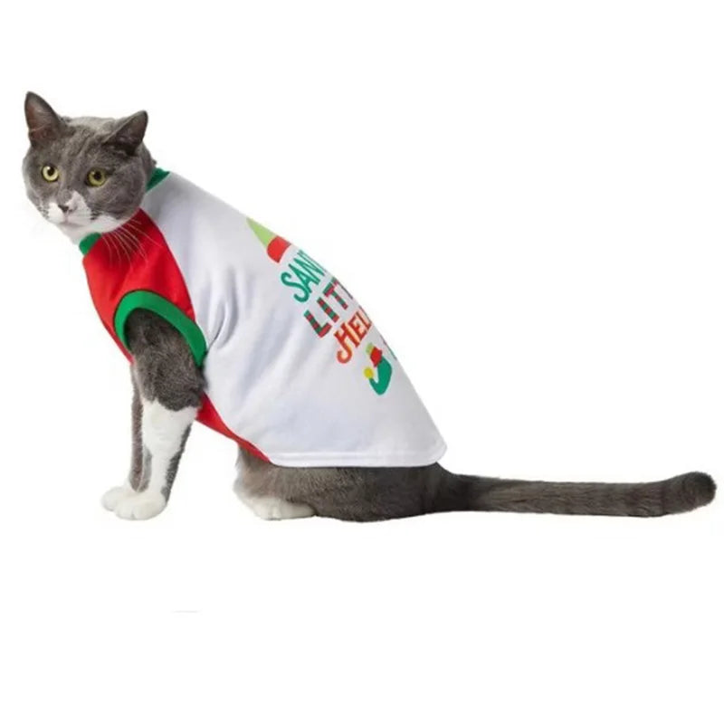 Christmas Pet Costume Letter Graphic Pets Sleeveless Vest Soft round Neck Dog T-Shirt Cat Dog Clothes for Festival Party
