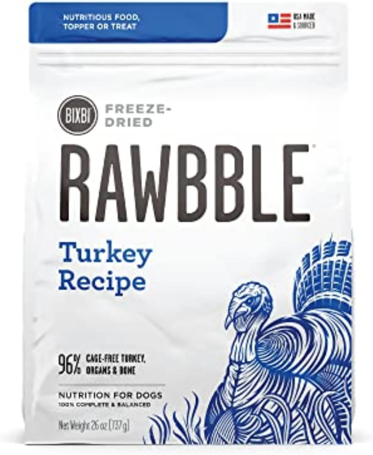 Rawbble Freeze Dried Dog Food, Pork Recipe, 26 Oz - 97% Meat and Organs, No Fillers - Pantry-Friendly Raw Dog Food for Meal, Treat or Food Topper - USA Made in Small Batches