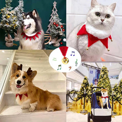 Adjustable Plush Dog Collar Cat Scarf with Bell Christmas Pet Decorate Accessories Pet Cute Tie Back Necklace Bandana Xmas Gifts