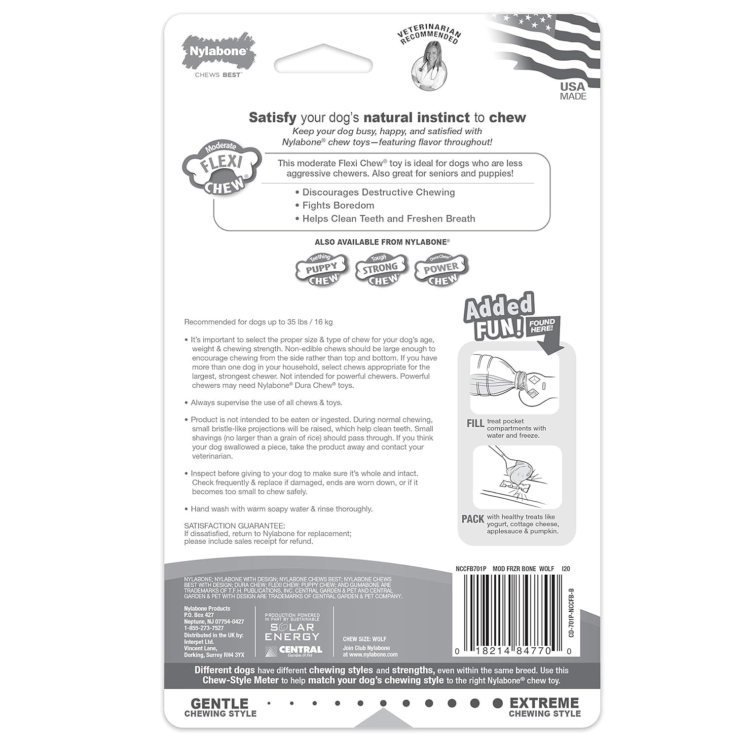 Flexi Chill & Chew Toy for Dogs with Treat Pockets, Dog Toys for Moderate Chewers, Chicken Flavor, Medium - up to 35 Lbs, 1 Count