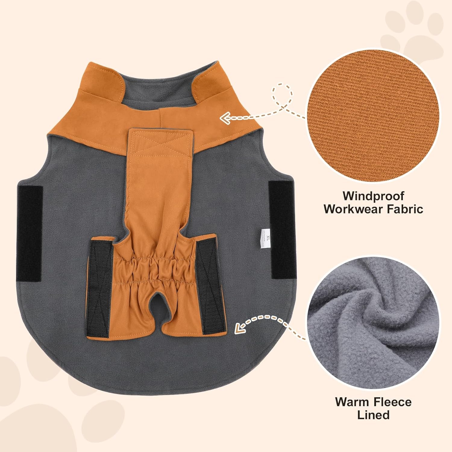 Workwear Style Dog Jacket with Built-in Harness
