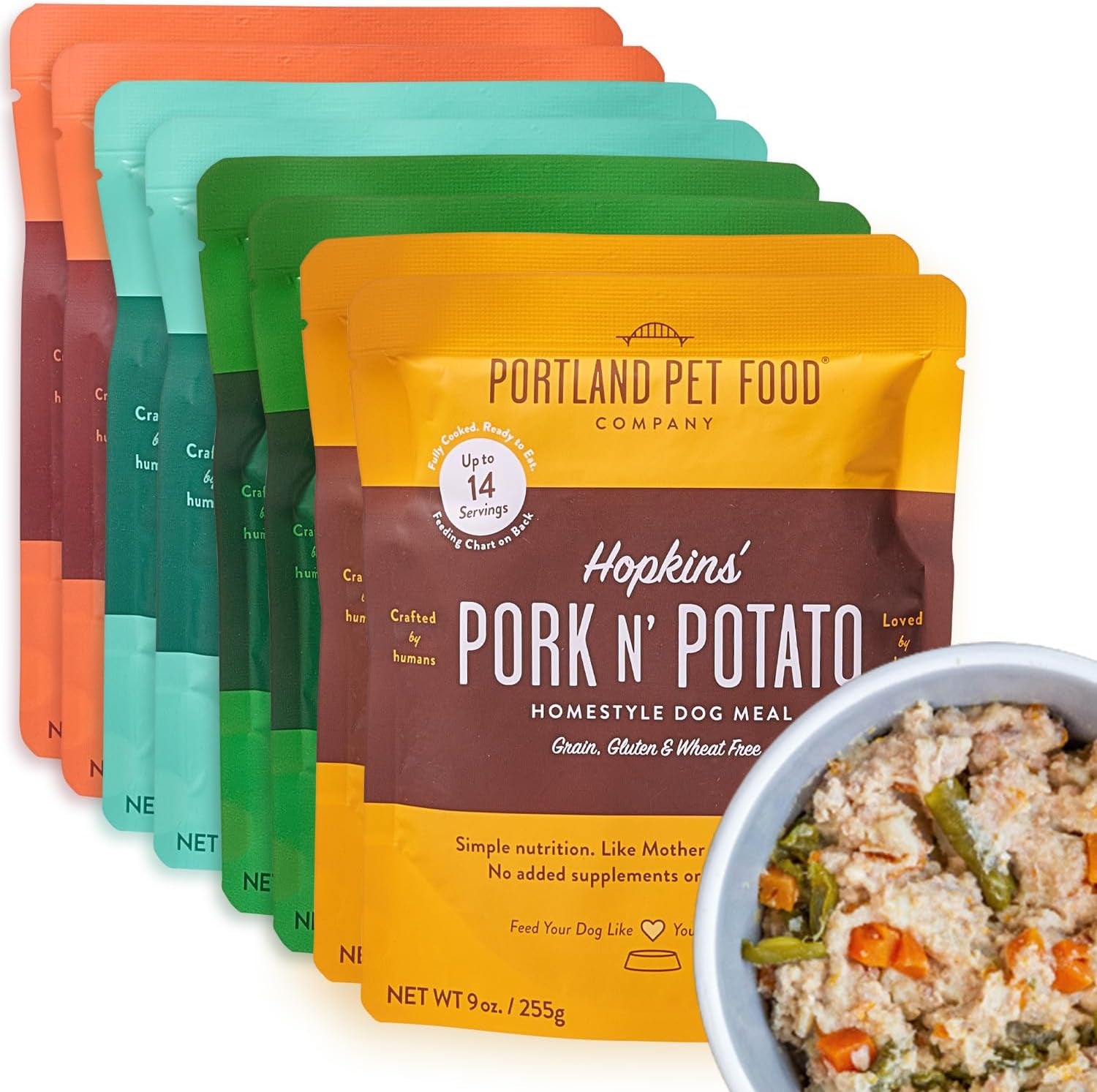 Hopkin'S Pork N’ Potato Fresh Dog Food Pouches - Human-Grade, Grain-Free Wet Meal Topper Mixer & Meals - Small & Large Breed Puppy & Senior Dogs - Made in the USA - 5 Pack