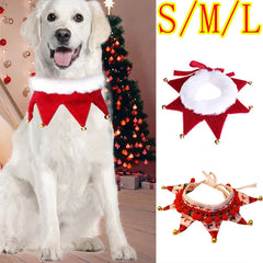 Adjustable Plush Dog Collar Cat Scarf with Bell Christmas Pet Decorate Accessories Pet Cute Tie Back Necklace Bandana Xmas Gifts