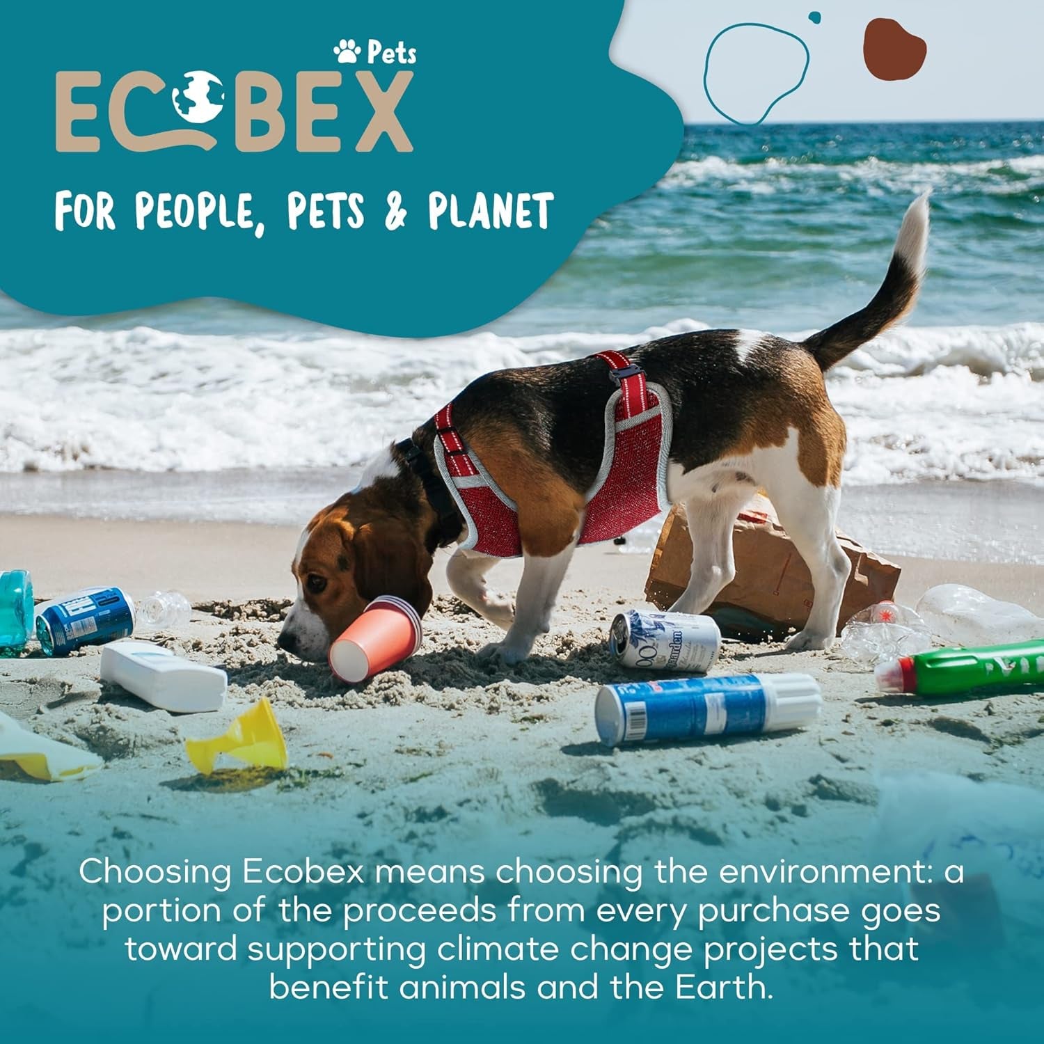 Eco-Adventurer Dog Harness, Eco-Friendly, No-Pull and No-Escape Design, Adjustable, Durable and Comfortable, Front Clip for Training, Made from Recycled Plastic, Blue, Small