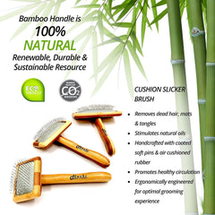 Premium Pet Bamboo Wood Cushion Slicker Brush for Cats & Dogs Grooming, Detangle, De-Shedding - Engineered to Remove Dead Hair, Sustainable & Eco-Friendly Bamboo Material (Medium)