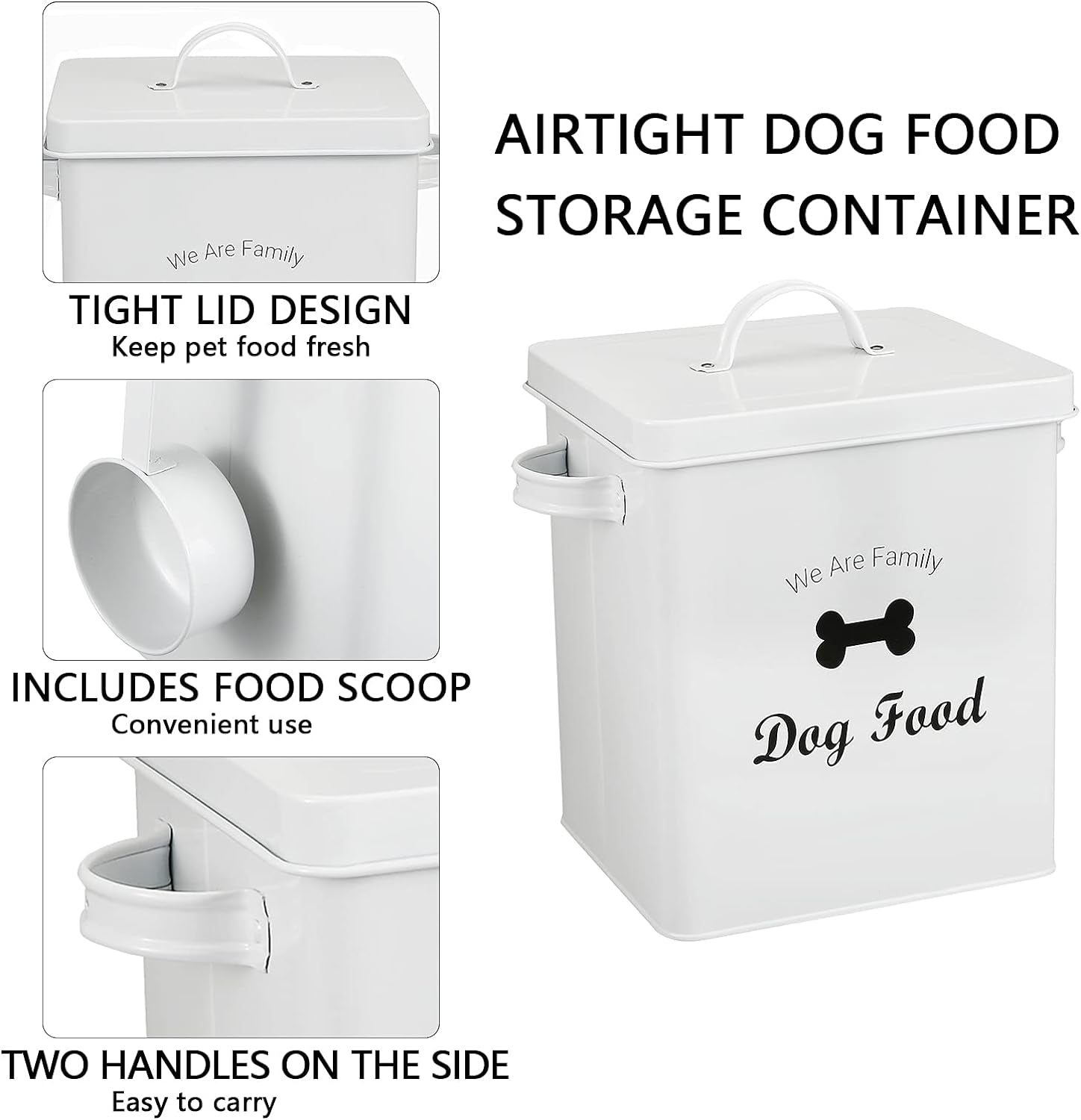 Pet Treat and Food Storage Tin with Lid - 5Lbs Capacity - Serving Scoop Included … -DOG